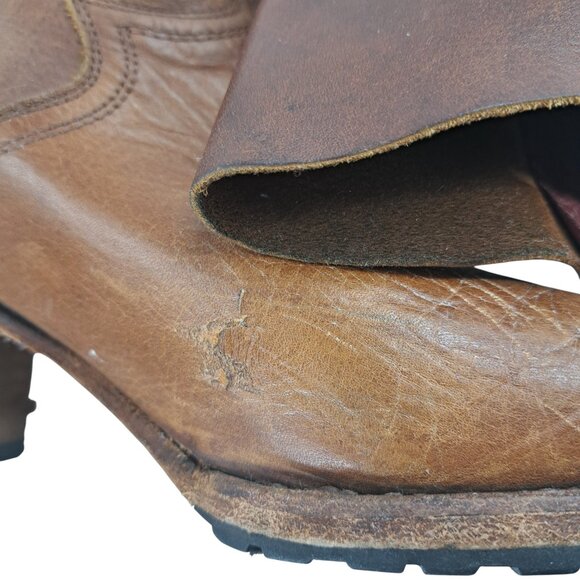 Freebird Fuego Over the Knee Brown Leather Heeled Boots Size 12 Tall Distressed - Picture 10 of 16